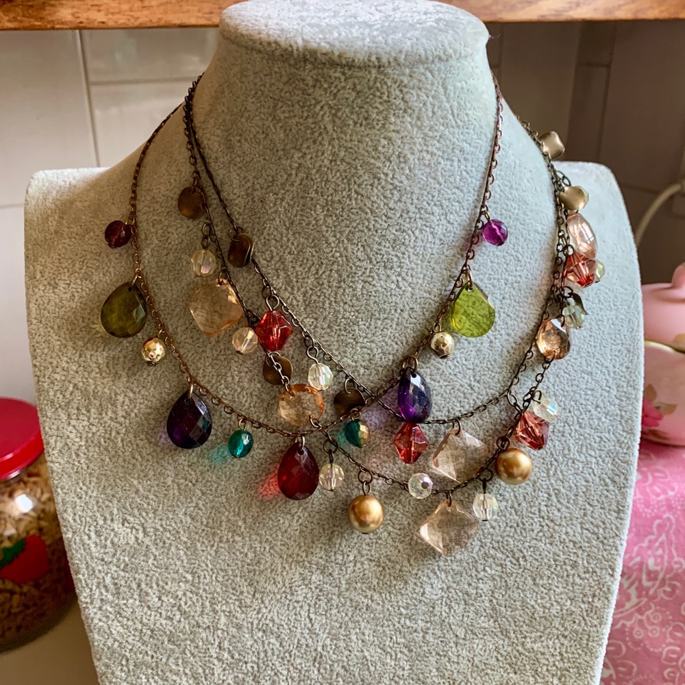 Premier Designs Two Colorful Faux Crystal Chokers